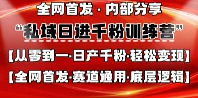 私域日进千粉训练营，全网首发，从0开始带你做好私域，适用于任何赛道，让日产千粉不再是梦-知创网