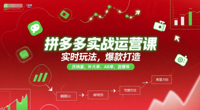 拼多多实战运营课，实时玩法，爆款打造，改销量，补大单，AB单，直播等（更新2025月）-知创网