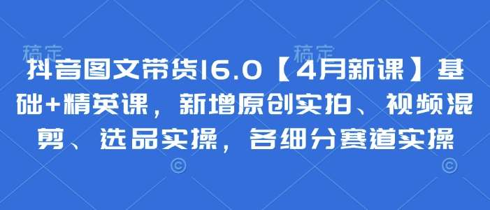 抖音图文带货16.0【4月新课】基础+精英课,新增原创实拍、视频混剪、选品实操,各细分赛道实操-知创网