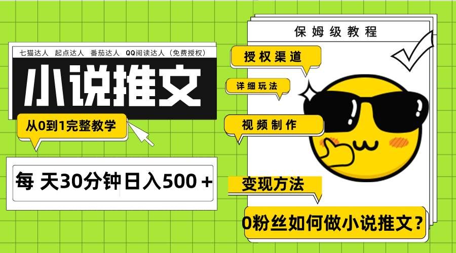 (7911期)Ai小说推文每天20分钟日入500+授权渠道 引流变现 从0到1完整教学(7节课)-知创网