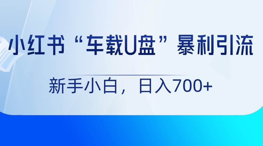 小红书“车载U盘”项目，暴利引流，新手小白轻松日入700+-知创网
