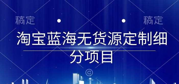 淘宝蓝海无货源定制细分项目，从0到起店实操全流程【揭秘】-知创网
