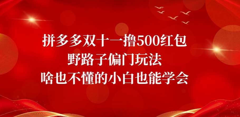 拼多多双十一撸500红包野路子偏门玩法，啥也不懂的小白也能学会【揭秘】-知创网