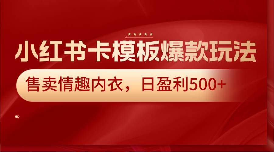 小红书卡模板爆款玩法,售卖情趣内衣,日盈利500+-知创网