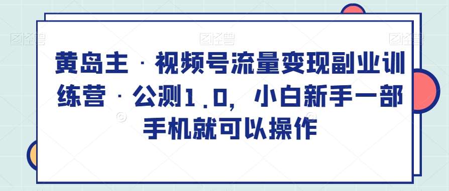 黄岛主·视频号流量变现副业训练营·公测1.0，小白新手一部手机就可以操作-知创网