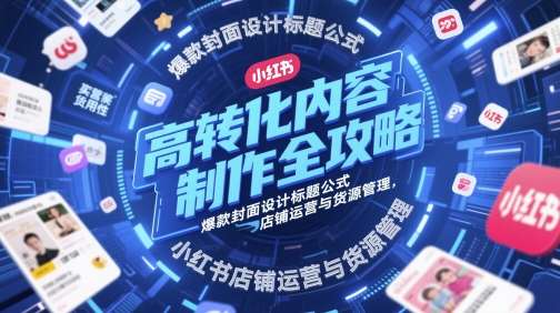 高转化内容制作全攻略，爆款封面设计标题公式，小红书店铺运营与货源管理-知创网