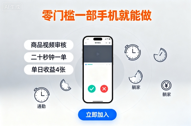 零门槛一部手机就能做，商品视频审核，通勤躺家碎片时间都能做，二十秒钟一单，单日收益4张【揭秘】-知创网