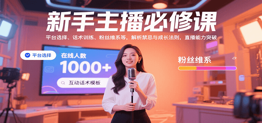 新手主播必修课：平台选择、话术训练、粉丝维系等，解析禁忌与成长法则，突破直播能力-知创网