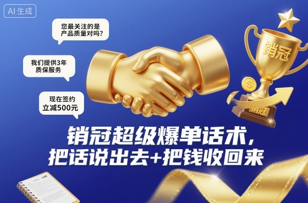 销冠超级爆单话术，把话说出去+把钱收回来-知创网