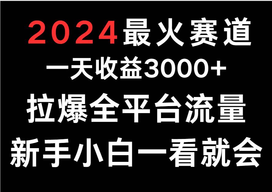2024最火赛道，一天收一3000+.拉爆全平台流量，新手小白一看就会-知创网