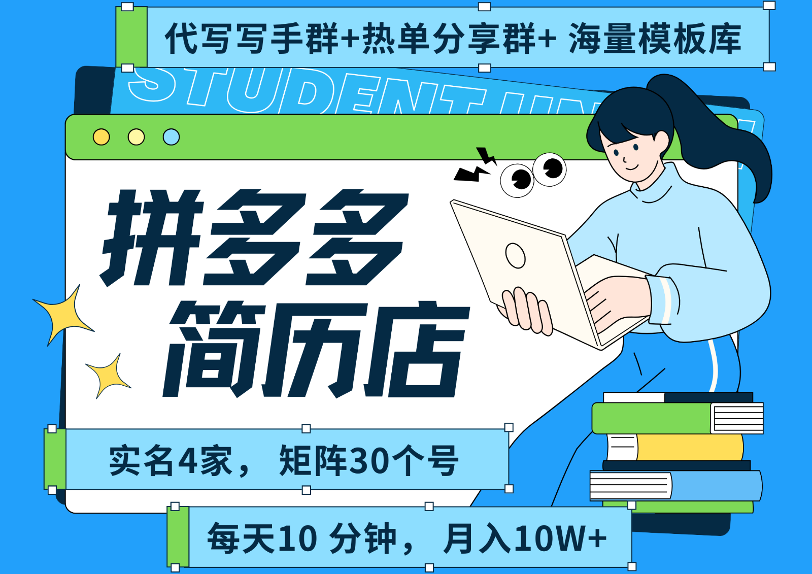 拼多多电商 拼多多 虚拟资料 简历 海报代写 全SOP流程 毫无保留分享（含后端资料）-知创网