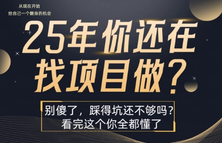 25年，你还在疯狂的找项目吗？别傻了，看完这个你都懂了【揭秘】-知创网