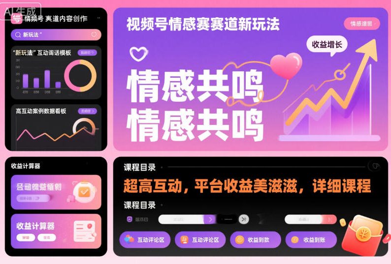 视频号情感赛道新玩法，超高互动，平台收益美滋滋，详细课程-知创网