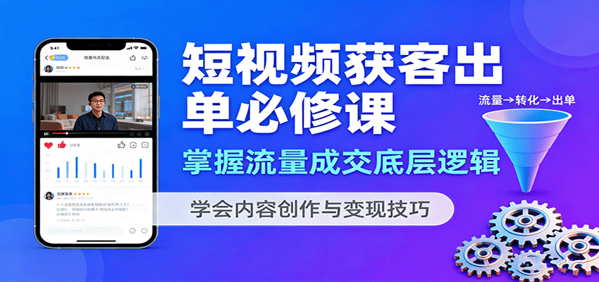 短视频获客出单必修课:掌握流量成交底层逻辑,学会内容创作与变现技巧-知创网