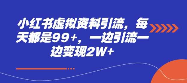 小红书虚拟资料引流，每天都是99+，一边引流一边变现2W+-知创网