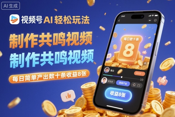 视频号AI轻松玩法,制作共鸣视频,每日简单产出数十条收益8张-知创网