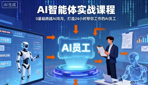 Ai智能体实战课程，0基础跨越Ai鸿沟，打造24小时帮你工作的Ai员工，打破常规，以实战定义Ai-知创网