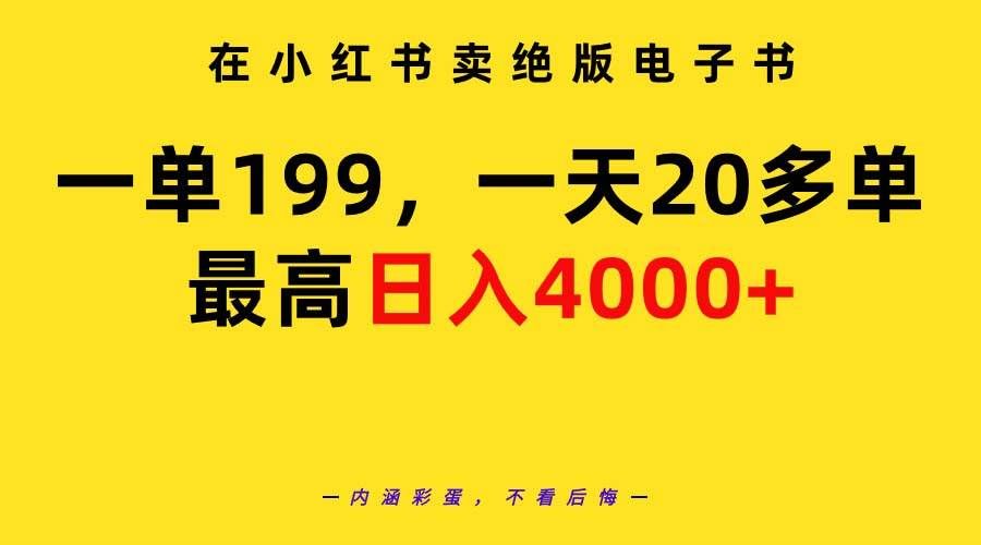 （9401期）在小红书卖绝版电子书，一单199 一天最多搞20多单，最高日入4000+教程+资料-知创网