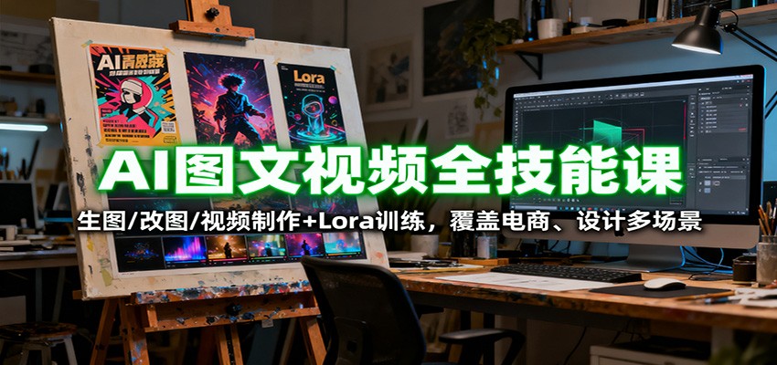 AI图文视频全技能课：生图/改图/视频制作+Lora训练，覆盖电商 、设计多场景-知创网