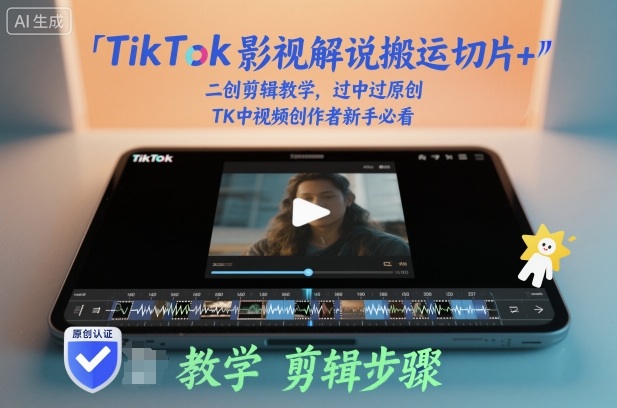 TikTok影视解说搬运切片+二创剪辑教学，过中过原创，TK中视频创作者新手必看-知创网
