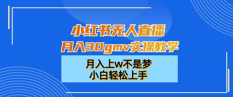 小红书无人直播月入30gmv实操教学,月入上w不是梦,小白轻松上手【揭秘】-知创网
