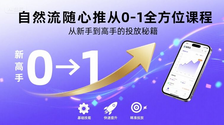 自然流随心推从0-1全方位课程，从新手到高手的投放秘籍-知创网