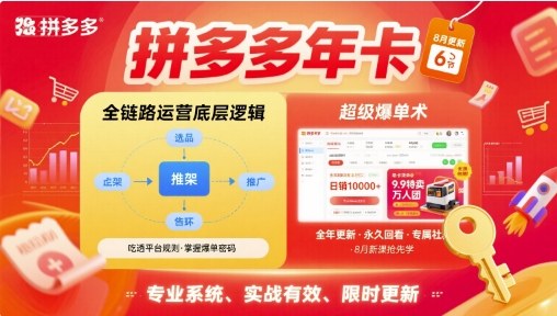 拼多多年卡【8月更新6节】拼多多全链路运营底层逻辑，超级爆单术-知创网