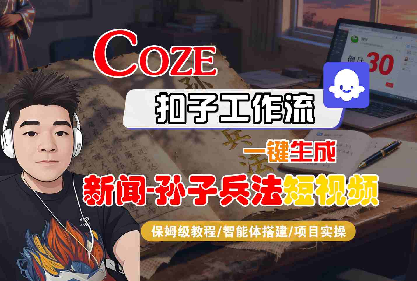 Coze扣子智能体工作流一键生成“新闻-孙子兵法“短视频，全流程保姆级教学-知创网