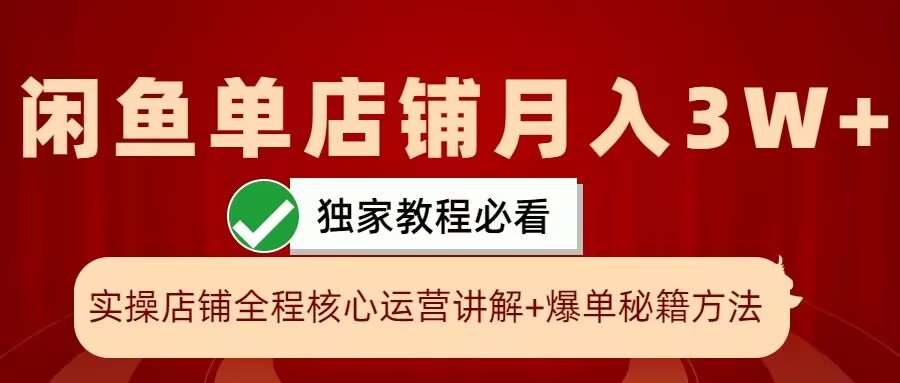 闲鱼单店铺月入3W+实操展示，爆单核心秘籍，一学就会【揭秘】-知创网