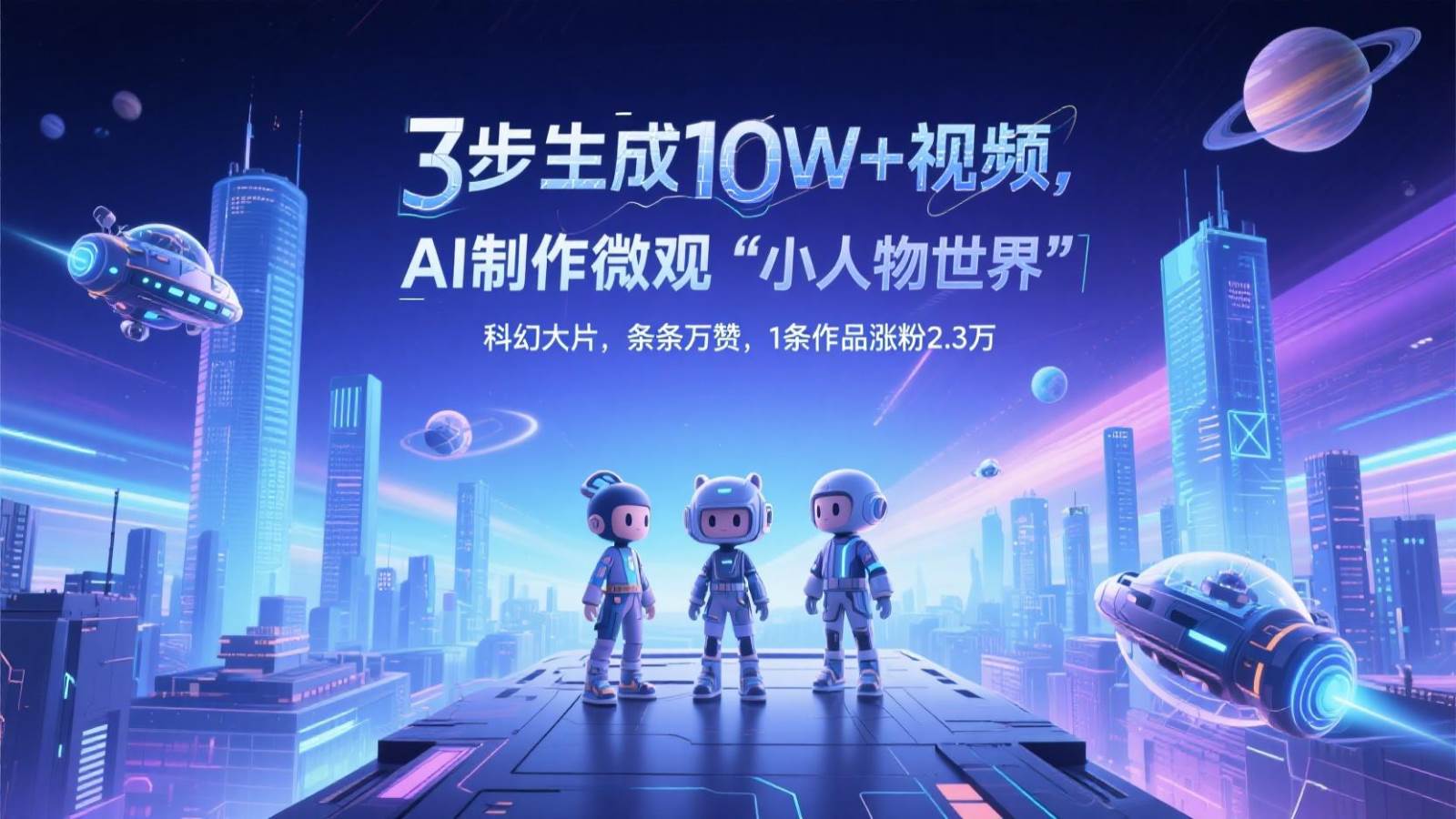 三步生成10W+视频，AI制作微观“小人物世界”科幻大片，条条万赞，1条作品涨粉2.3万-知创网