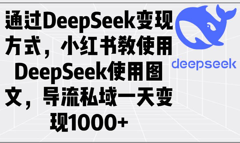 （14179期）通过DeepSeek变现方式，小红书教使用DeepSeek图文，导流私域一天变现1000+-知创网