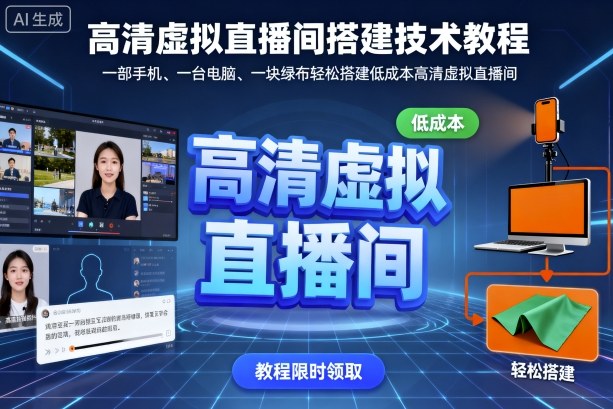 高清虚拟直播间搭建技术教程，一部手机、一台电脑、一块绿布轻松搭建低成本高清虚拟直播间-知创网