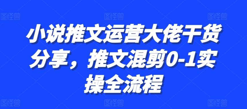 小说推文运营大佬干货分享，推文混剪0-1实操全流程-知创网
