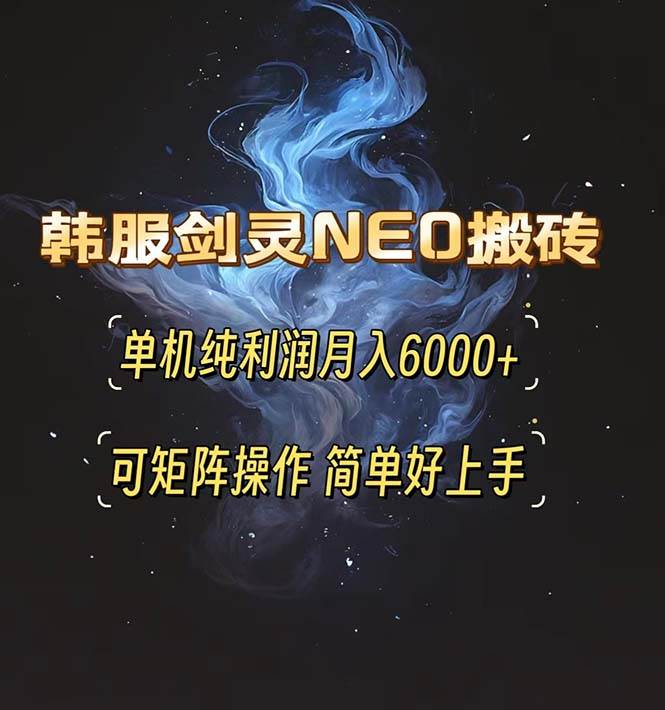 (13435期)韩服剑灵NEO搬砖攻略,单机纯利润月入6000+ 可矩阵操作,简单好上手。-知创网