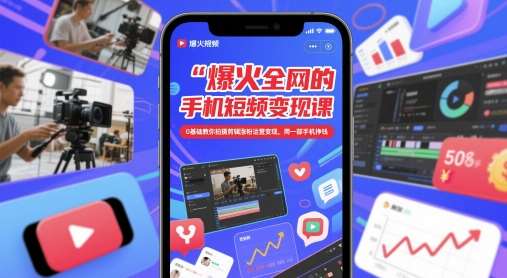 爆火全网的手机短视频变现课，0基础教你拍摄剪辑涨粉运营变现，用一部手机挣钱-知创网
