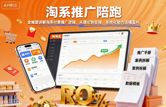 淘系推广陪跑，全维度讲解淘系付费推广逻辑，从理论到实操，系统化助力店铺盈利-知创网