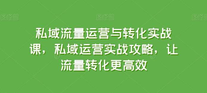 私域流量运营与转化实战课，私域运营实战攻略，让流量转化更高效-知创网