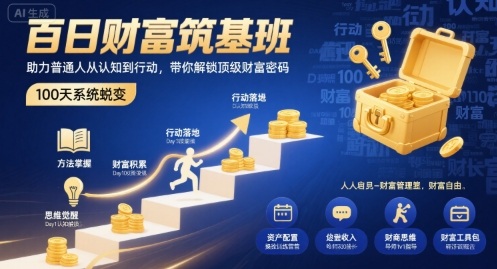 百日财富筑基班，助力普通人从认知到行动，带你解锁顶级财富密码-知创网