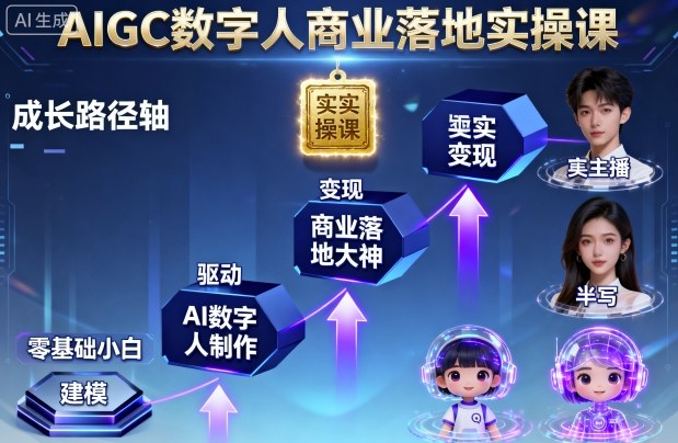 AIGC数字人商业落地实操课，从零基础小白到AI数字人大神-知创网