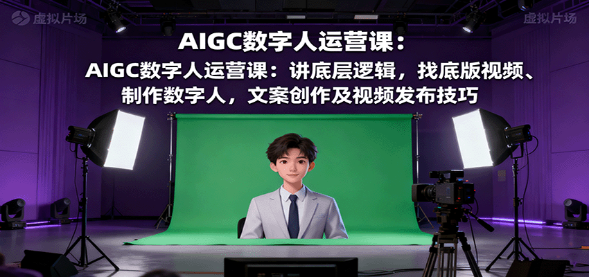 AIGC数字人运营课:讲底层逻辑,找底版视频、制作数字人,文案创作及视频发布技巧-知创网