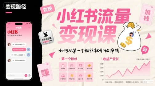 小红书流量变现课，如何从第一个粉丝就开始挣钱-知创网