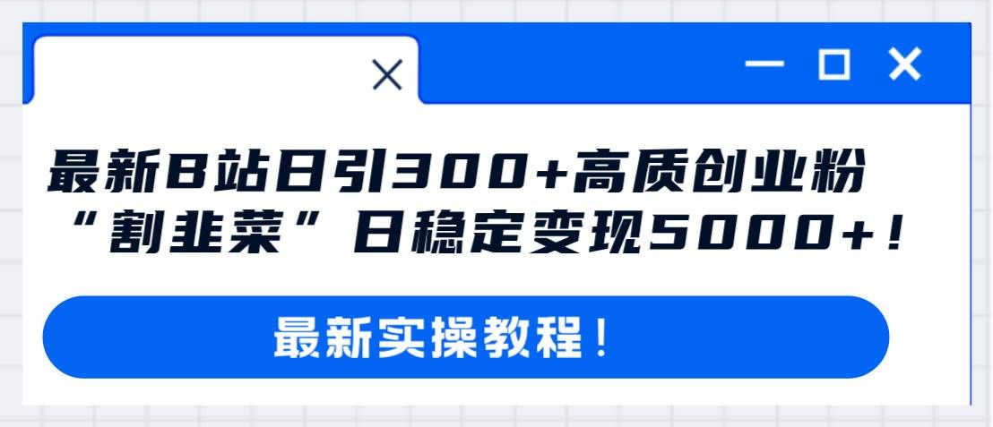 （8216期）最新B站日引300+高质创业粉教程！“割韭菜”日稳定变现5000+！-知创网