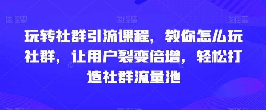 玩转社群引流课程，教你怎么玩社群，让用户裂变倍增，轻松打造社群流量池-知创网