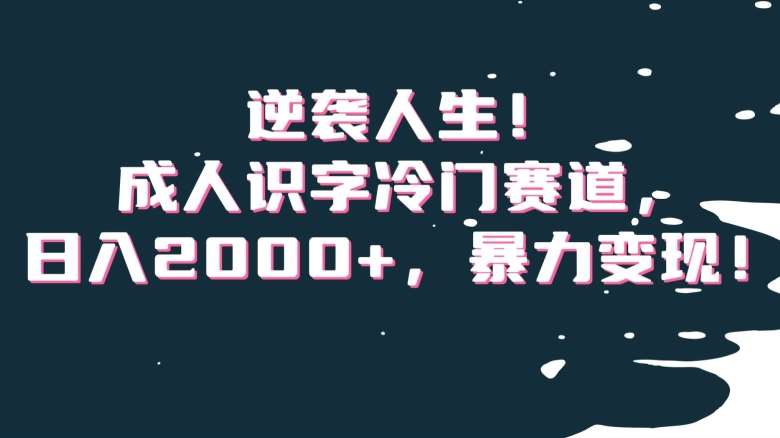 逆袭人生!成人识字冷门赛道,日入2000+,暴力变现!【揭秘】-知创网