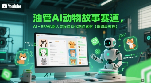 油管AI动物故事赛道，AI+RPA机器人流程自动化制作素材【保姆级教程】-知创网