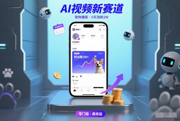 AI视频新赛道，宠物播客仅注册5天涨粉2W，收益非常可观-知创网