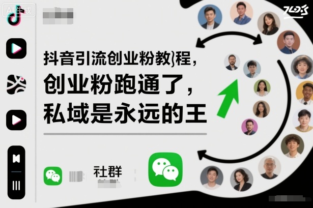 抖音引流创业粉教程，创业粉终于跑通了，私域是永远的王-知创网