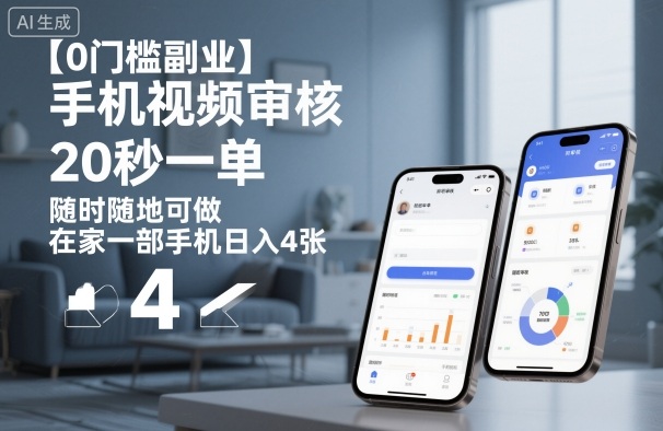【0门槛副业】手机视频审核，20秒一单，随时随地可做，在家一部手机日入4张【揭秘】-知创网