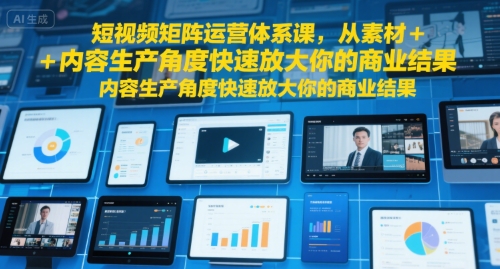 短视频矩阵运营体系课,从素材+内容生产角度快速放大你的商业结果-知创网