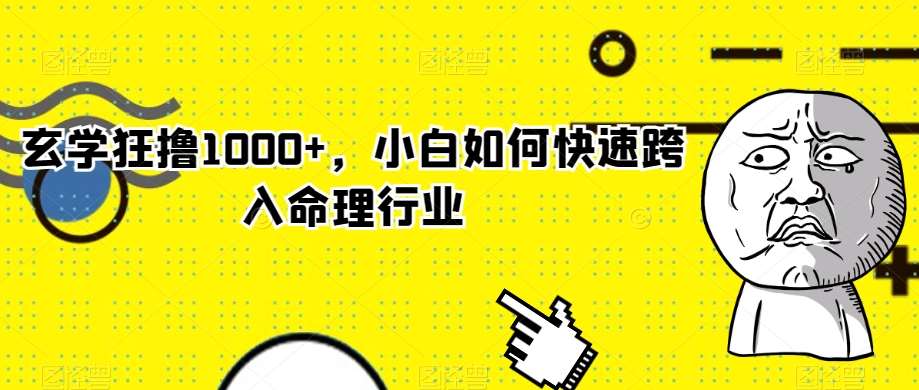 玄学狂撸1000+,小白如何快速跨入命理行业【揭秘】-知创网